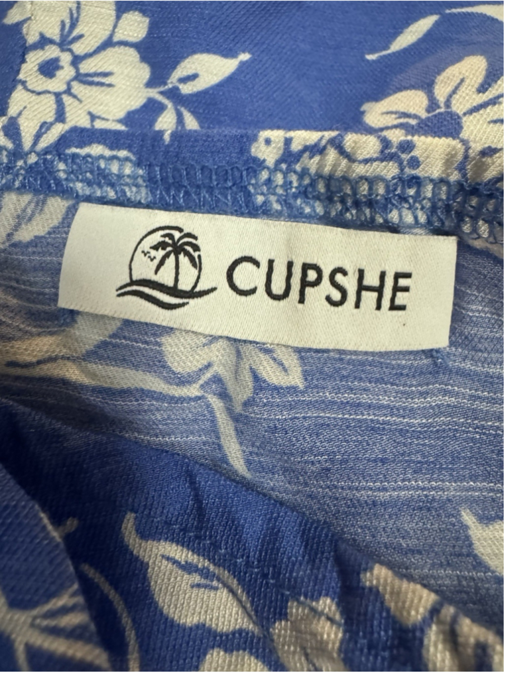 CUPSHE One-Shoulder Hawaiian Holiday Floral Blue White Dress Size XL - Picture 3 of 12